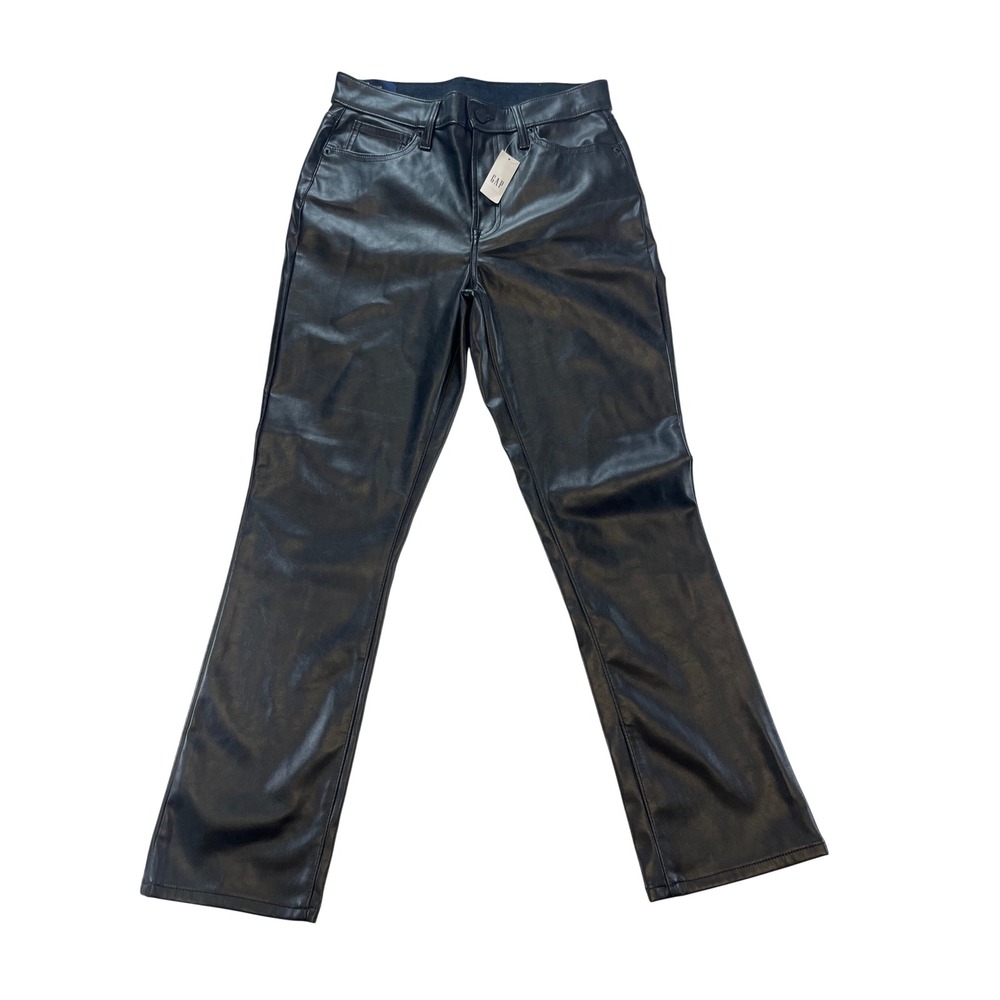 GAP Denim High Rise Vintage Slim Faux Leather Pants Black Women's Size 8